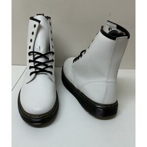 Dr. Doc Martens Zavala Combat Boots White Leather Lace Up Size 10 Mens Women 11